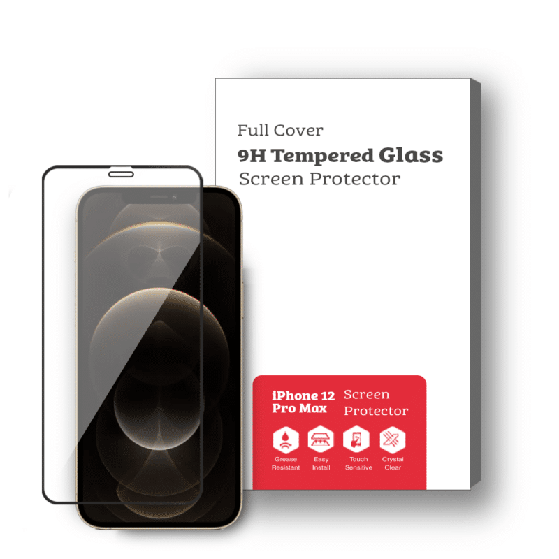iPhone 12 Pro Max 9H Premium Full Face Tempered Glass Screen Protector