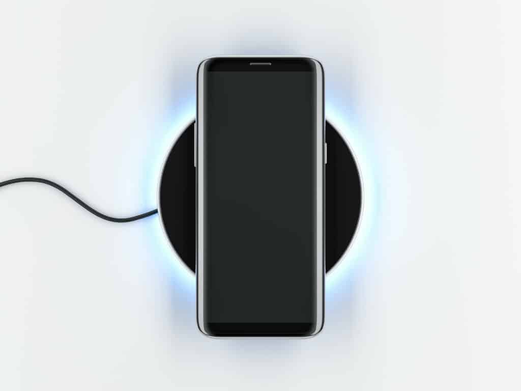 phone on top of  wireless charging pad
