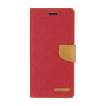 iPhone 13 Mini Compatible Case Cover Mercury Canvas Foldable Diary- Red